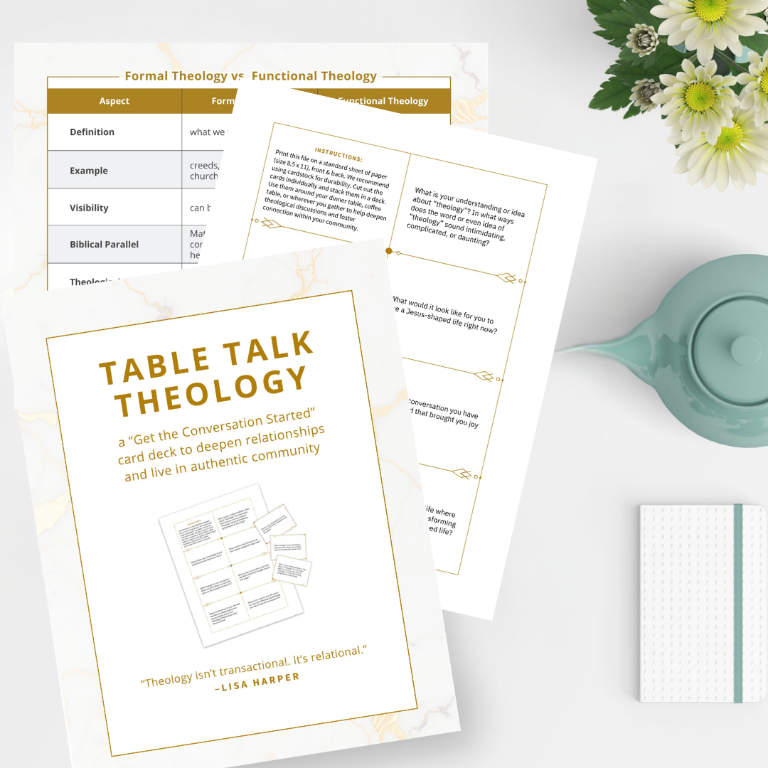 Formal Theology vs Functional Theology Printable Chart + Table Talk Theology Card Deck 