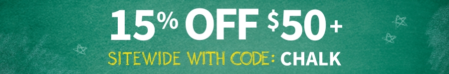15% off $50 with code CHALK