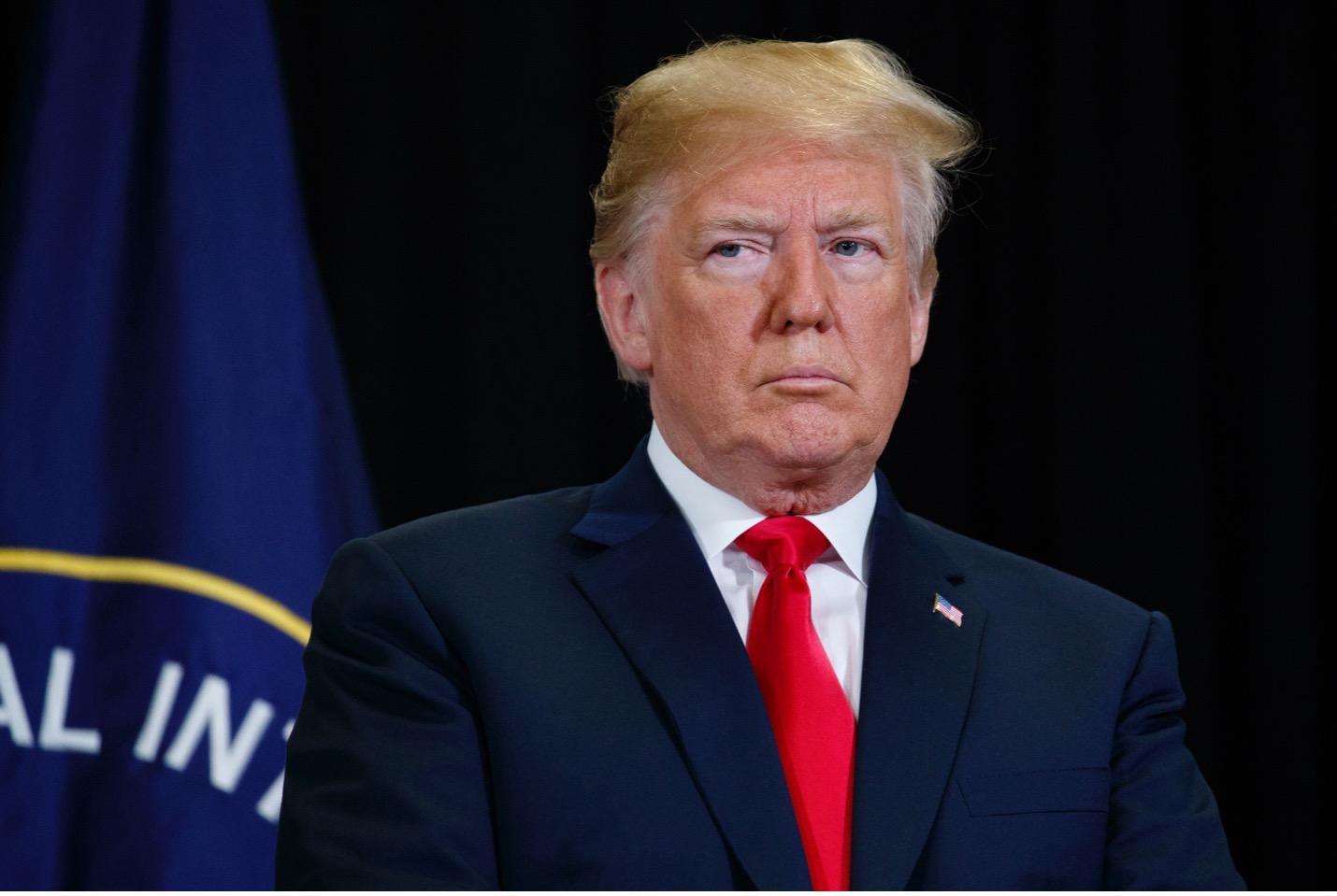 President Donald Trump at a ceremony at CIA headquarters on May 21, 2018. Evan Vucci/AP