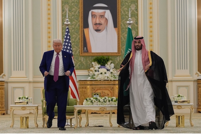 President Donald Trump and Saudi Crown Prince Mohammed bin Salman during a signing ceremony in Riyadh, Saudi Arabia, on May 13. Alex Brandon/AP