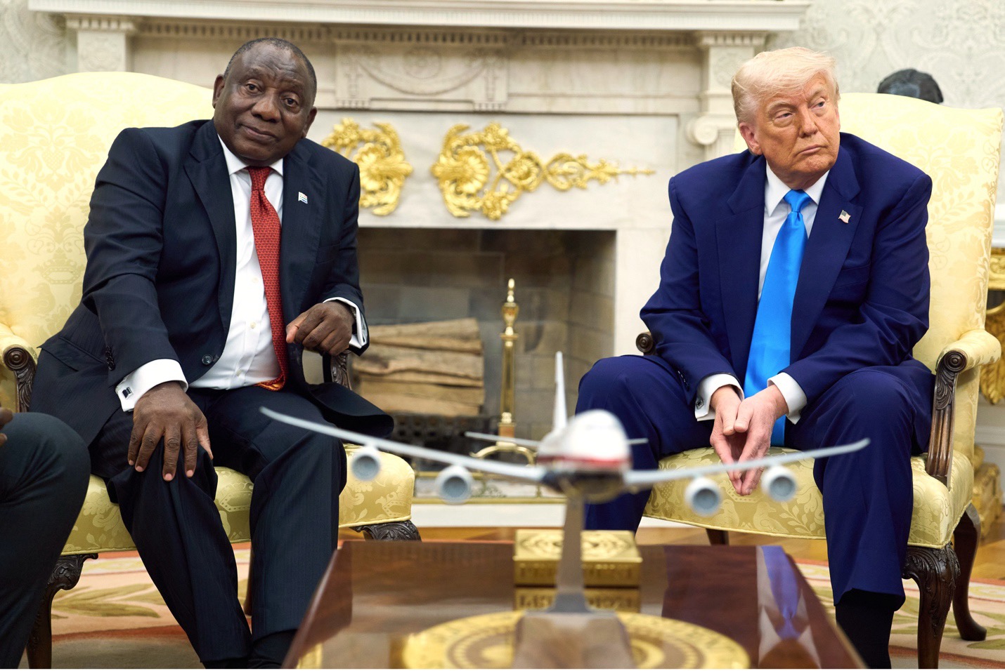 President Donald Trump meets South African President Cyril Ramaphosa in the Oval Office on Wednesday. Evan Vucci/AP