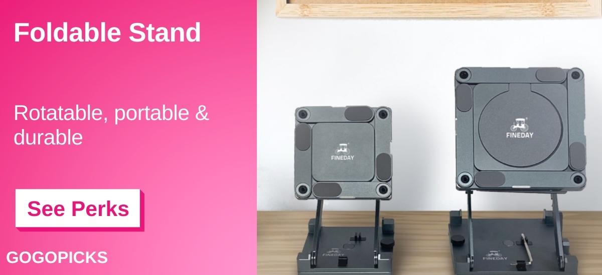 Foldable Stand - Rotatable, portable & durable — See Perks