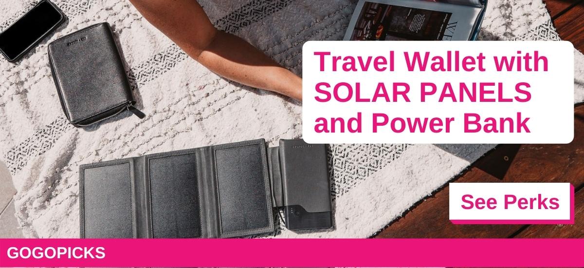 Travel Wallet with SOLAR PANELS and Power Bank — See Perks