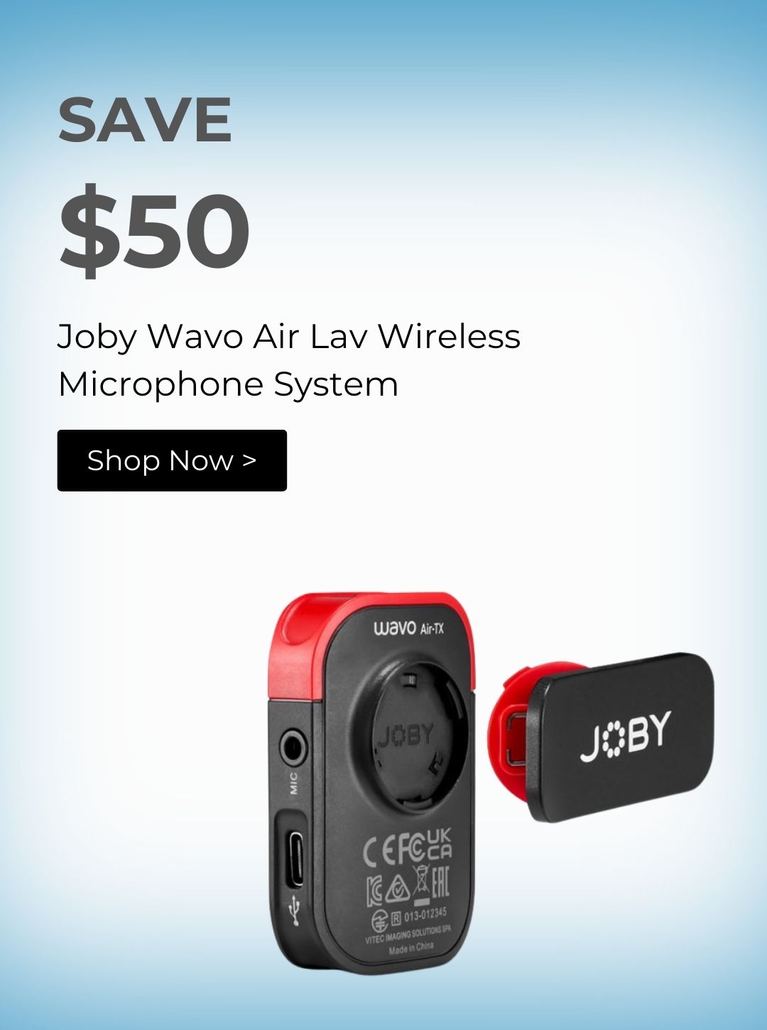 Save $50 on Joby Wavo Air Lav Wireless Microphone System
