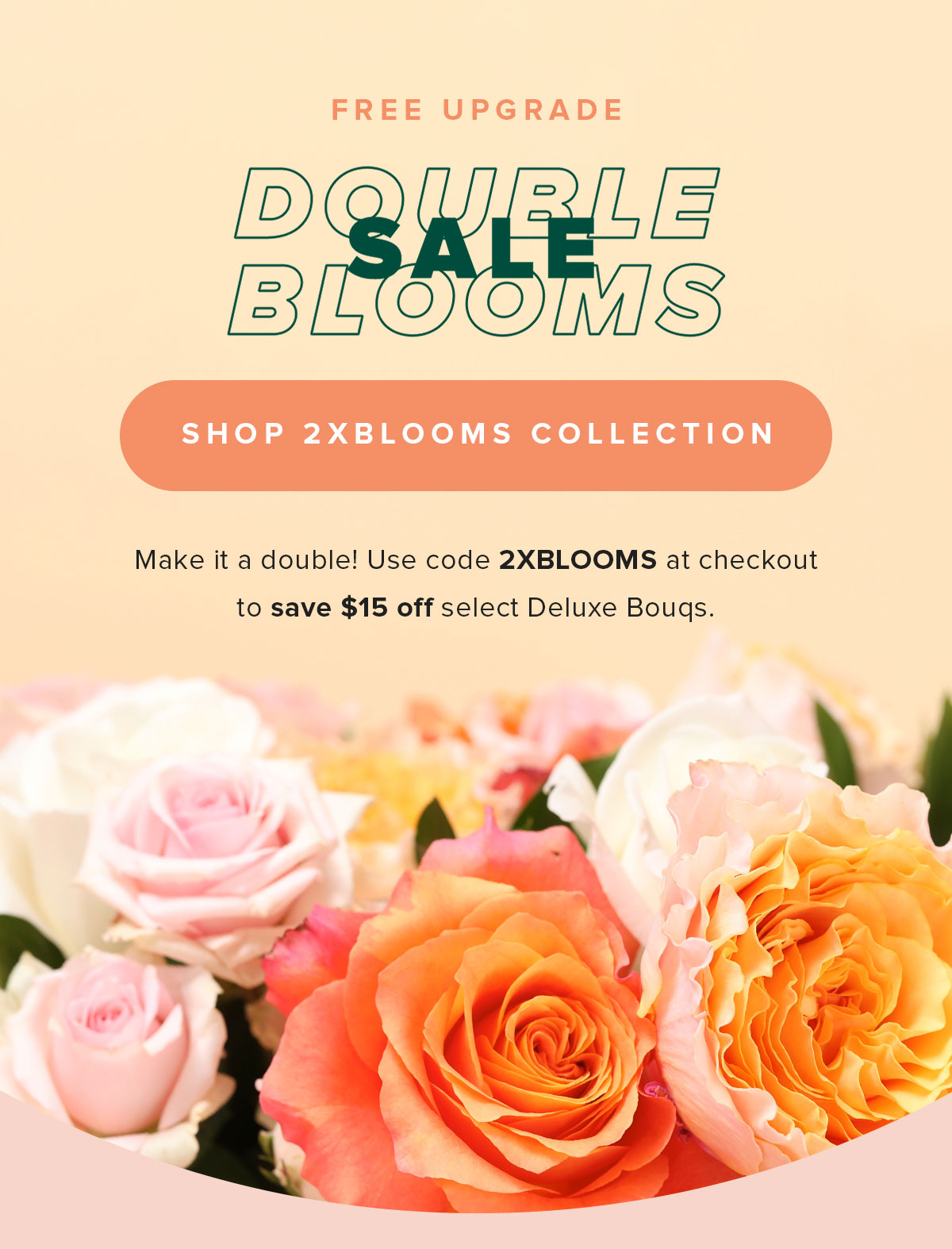  Save 15 Dollars Off Select Double Bouqs. Use Code 2XBLOOMS.