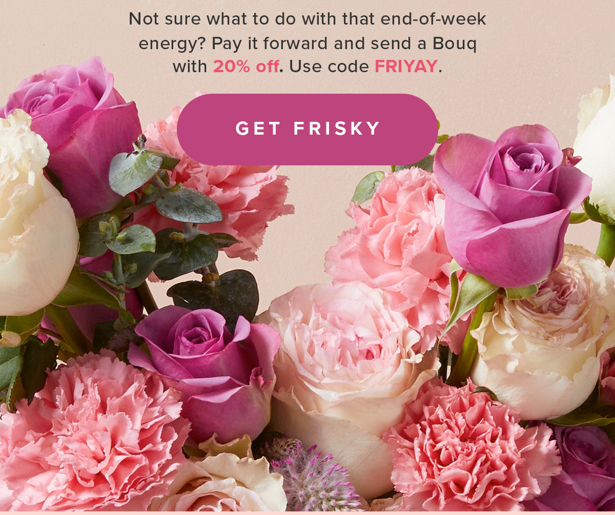 20 percent off sitewide. Use code: FRIYAY