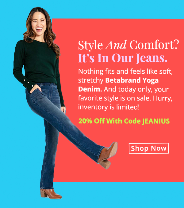 Today only, enjoy 20% off all Betabrand Yoga Denim with code JEANIUS