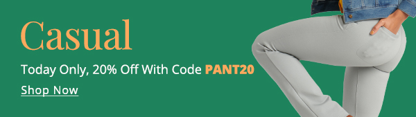 Today only, enjoy 20% off all casual Dress Pant Yoga Pants with code PANT20