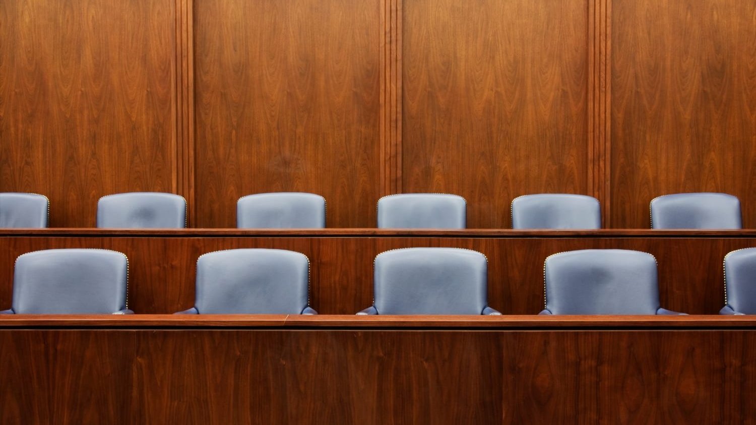 A courtroom jury box