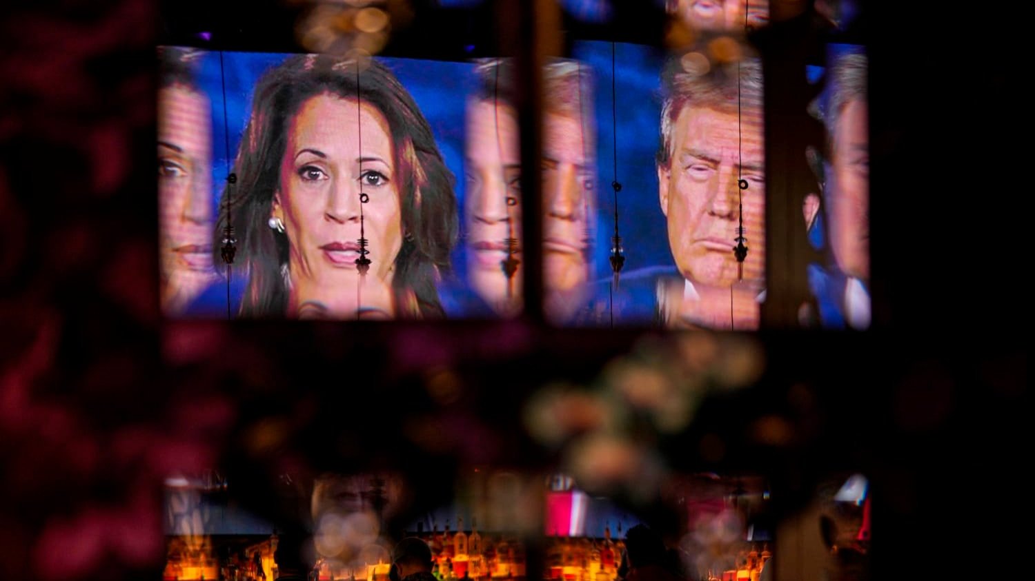 A photo of Trump and Harris