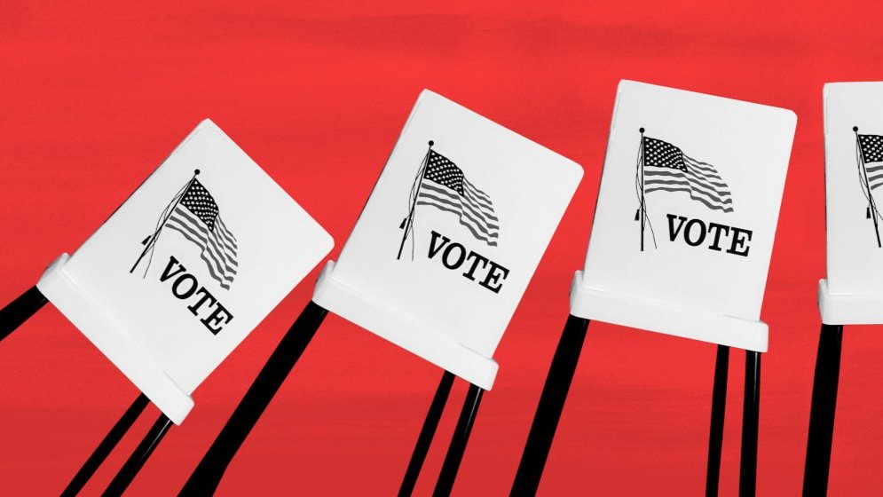 A graphic of  voting stations