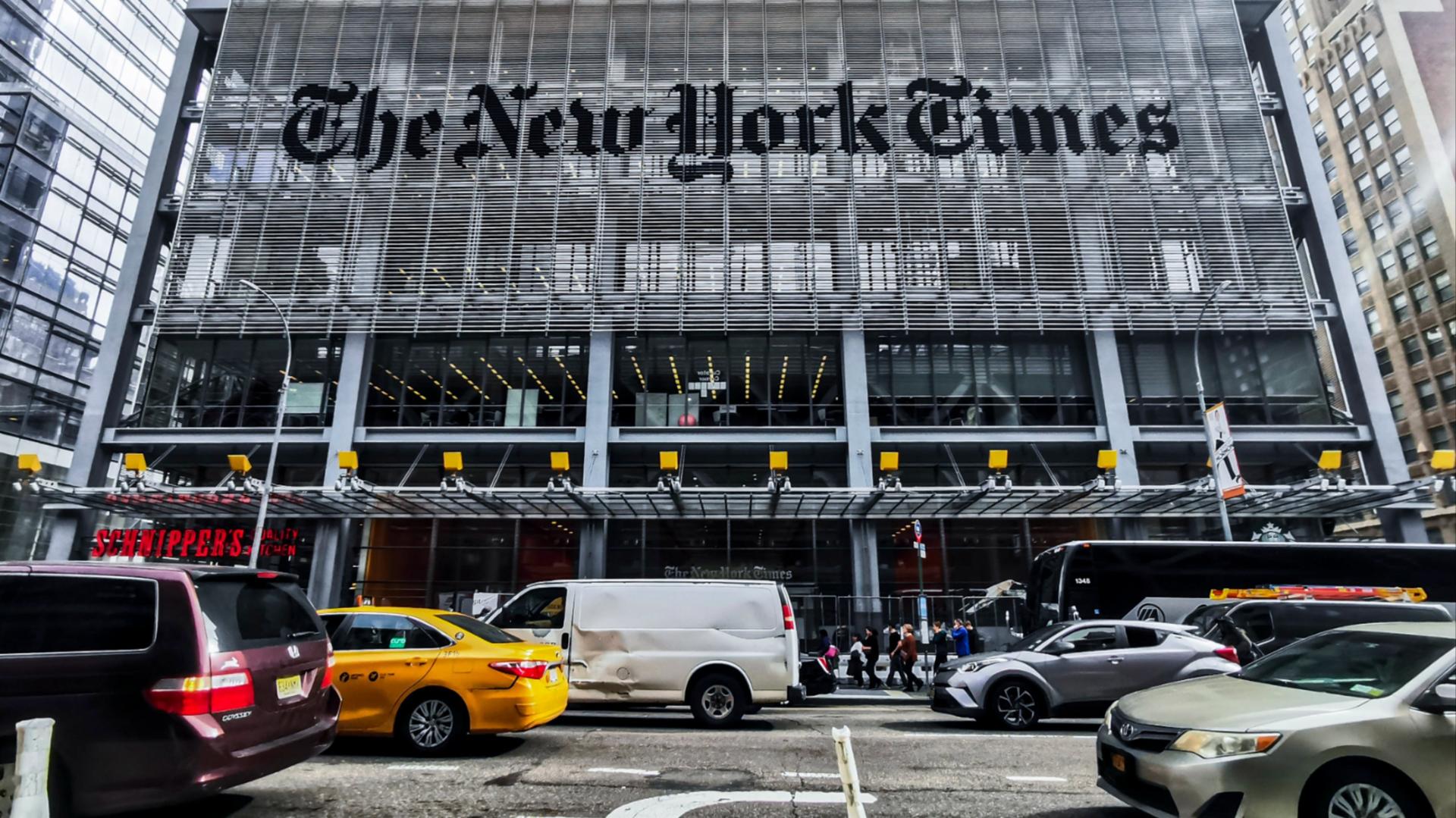 A photo of The New York Times building