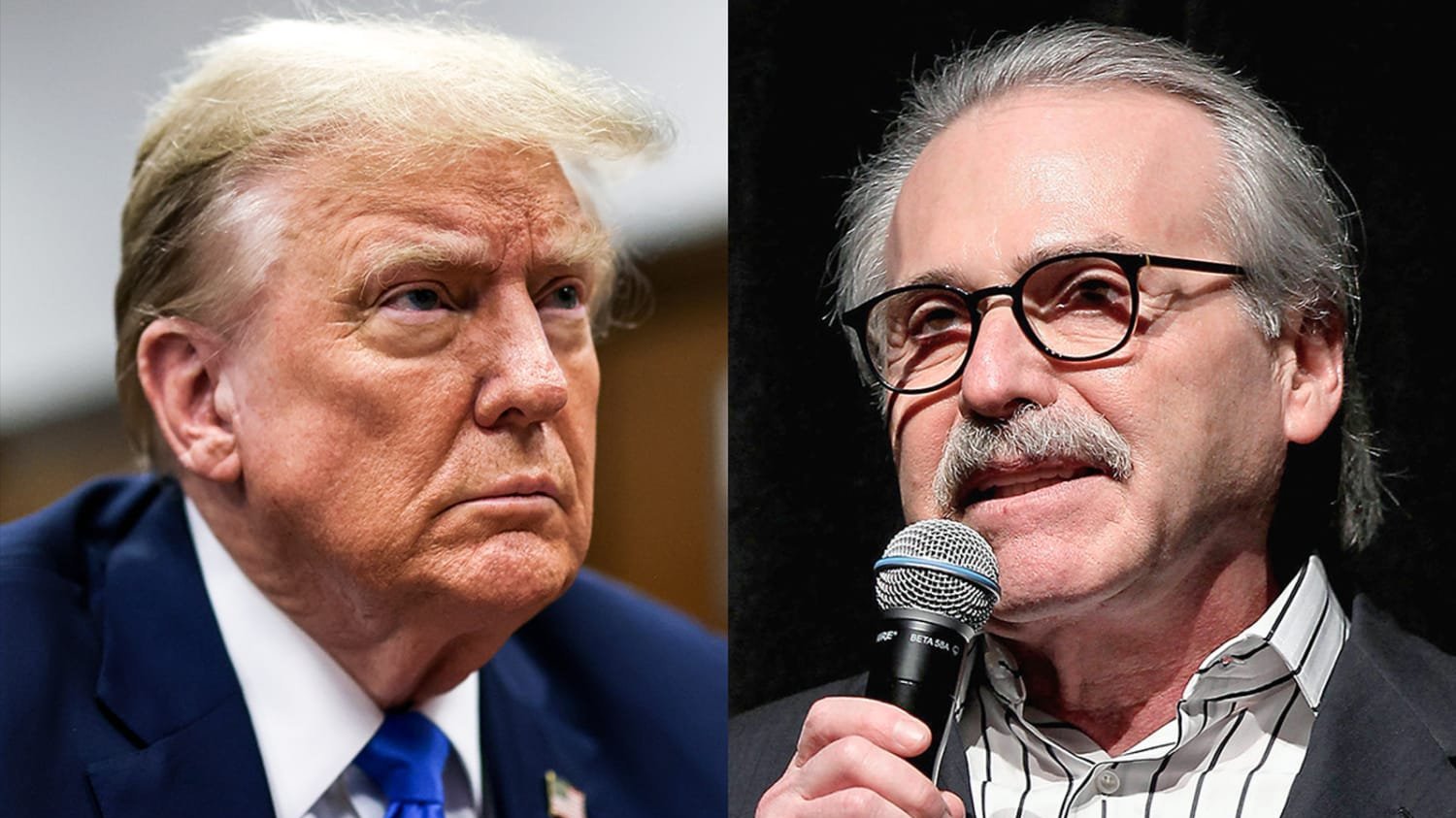A photo montage of Pecker and Trump