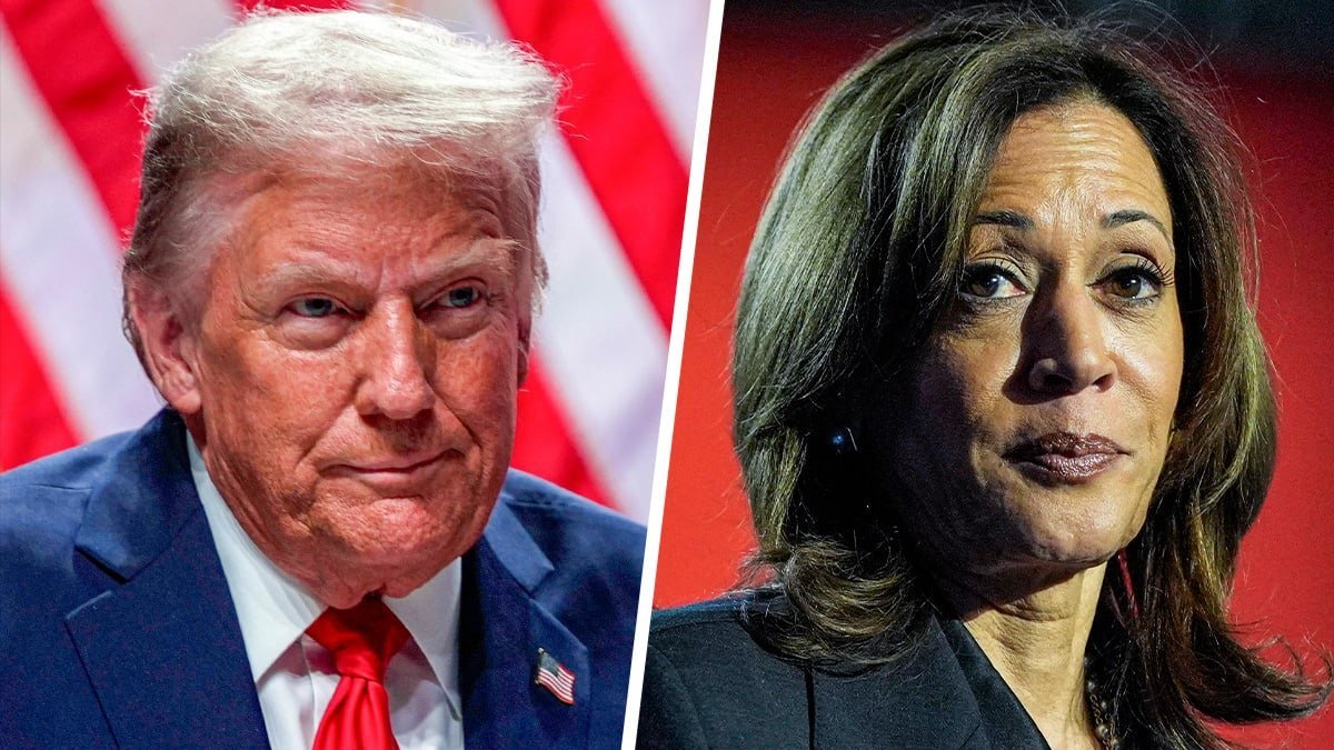 A composite photo of Trump and Harris