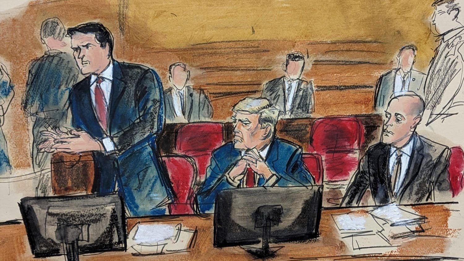 A courtroom sketch