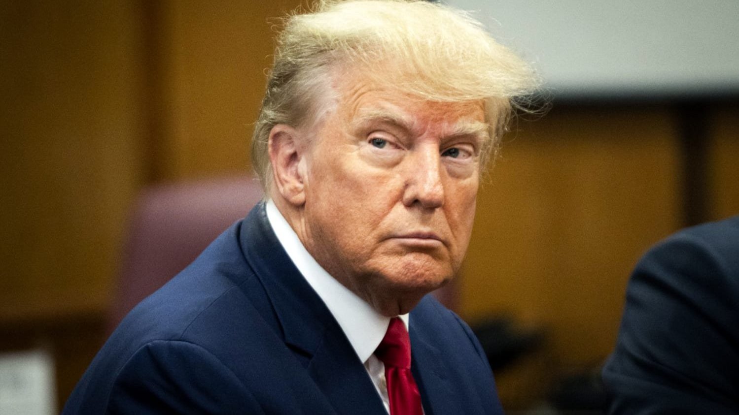 A photo of Donald Trump in court