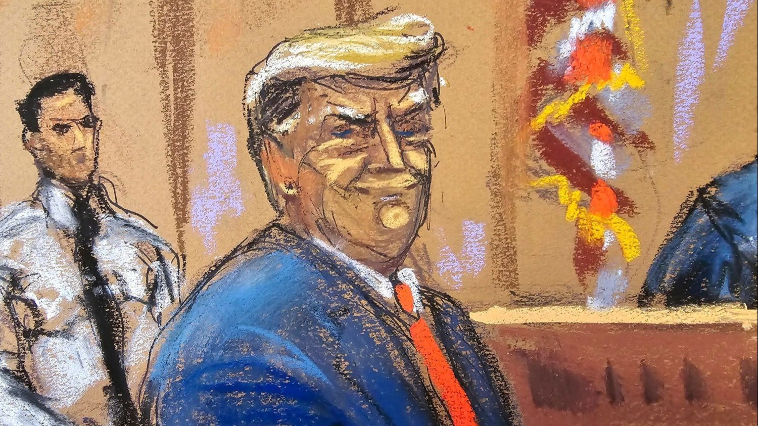 A photo of Trump court sketch