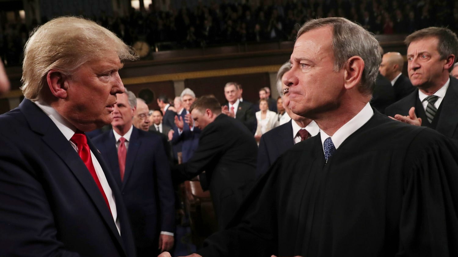 A photo of Donald Trump and John Roberts
