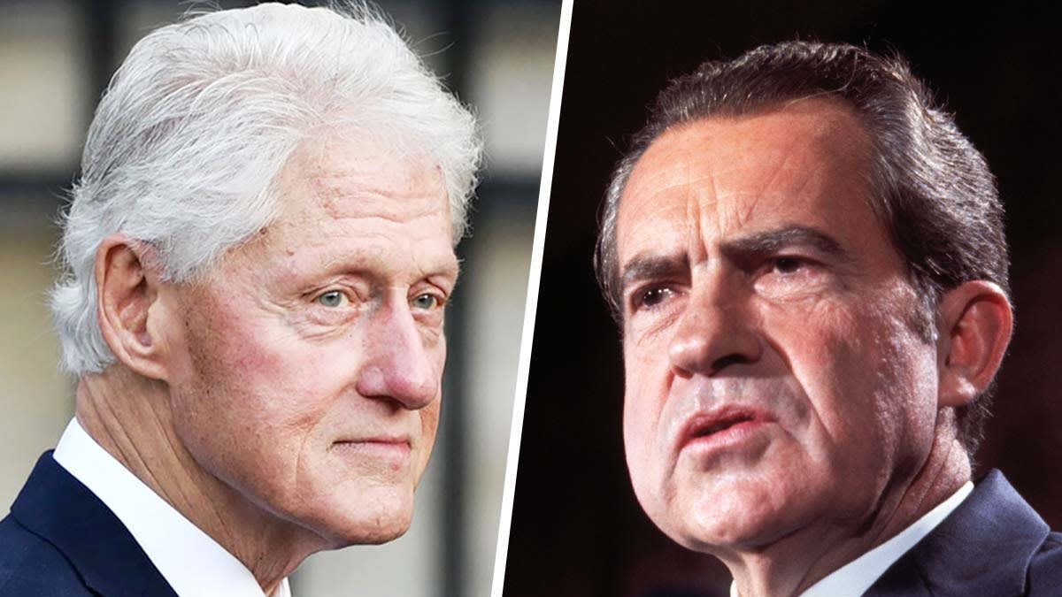 A photo montage of Bill Clinton and Richard Nixon