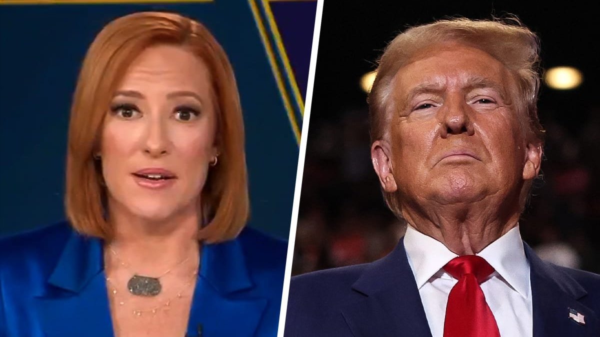 A composite of Psaki and Trump