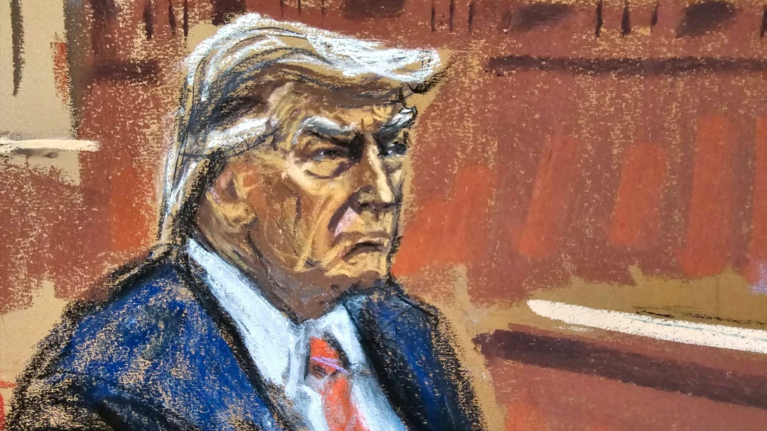 A courtroom sketch of Trump