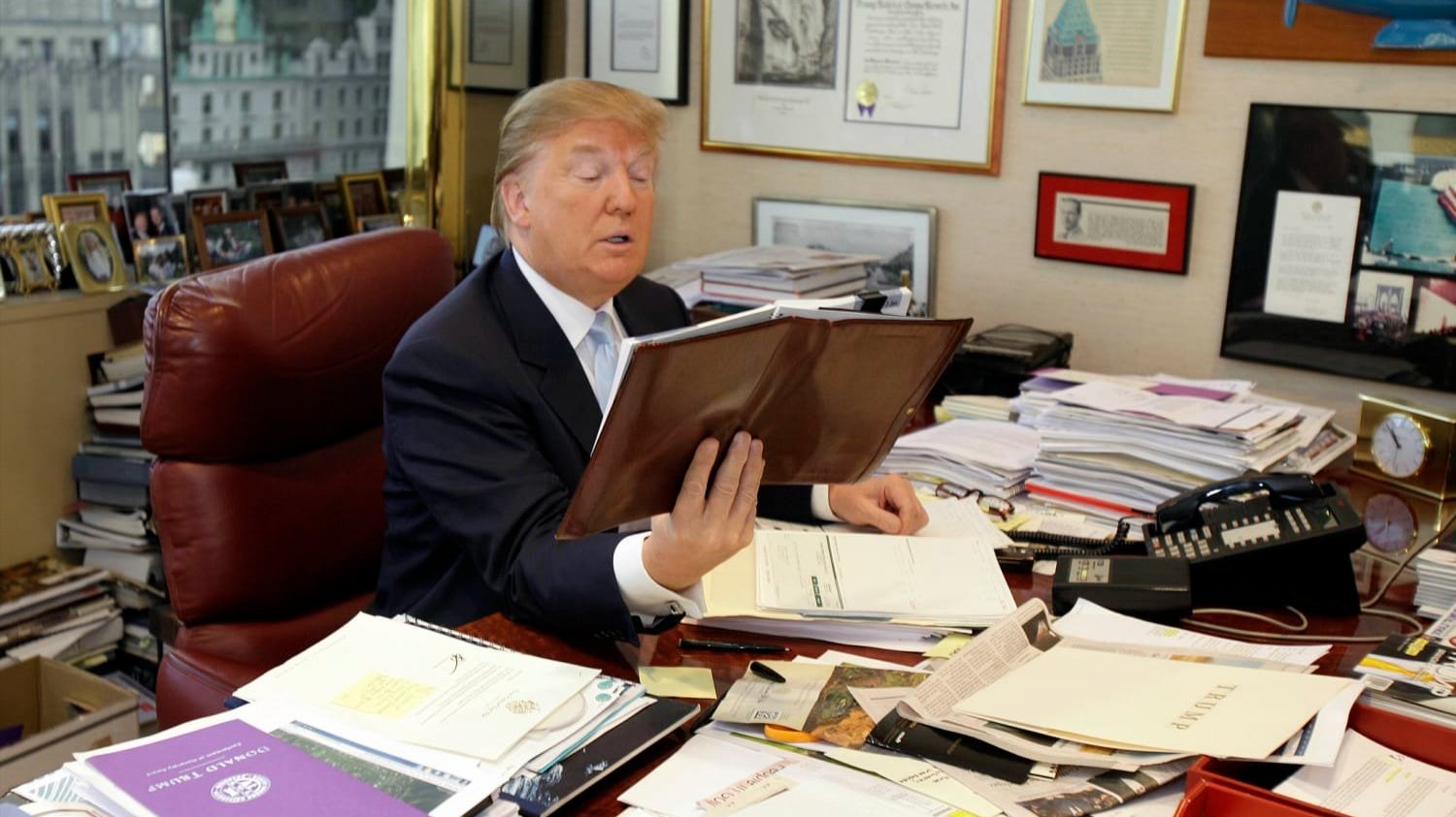 A photo of Trump in his office
