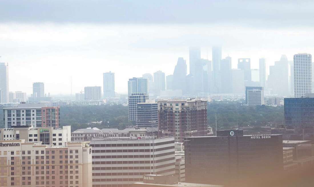 A foggy Houston skyline as seen from the Galleria on Friday, Nov. 4, 2022 in Houston