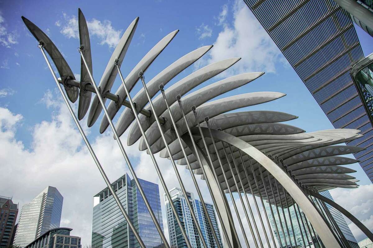 The ''Wings Over Water'' sculpture outside the George R. Brown Convention Center.