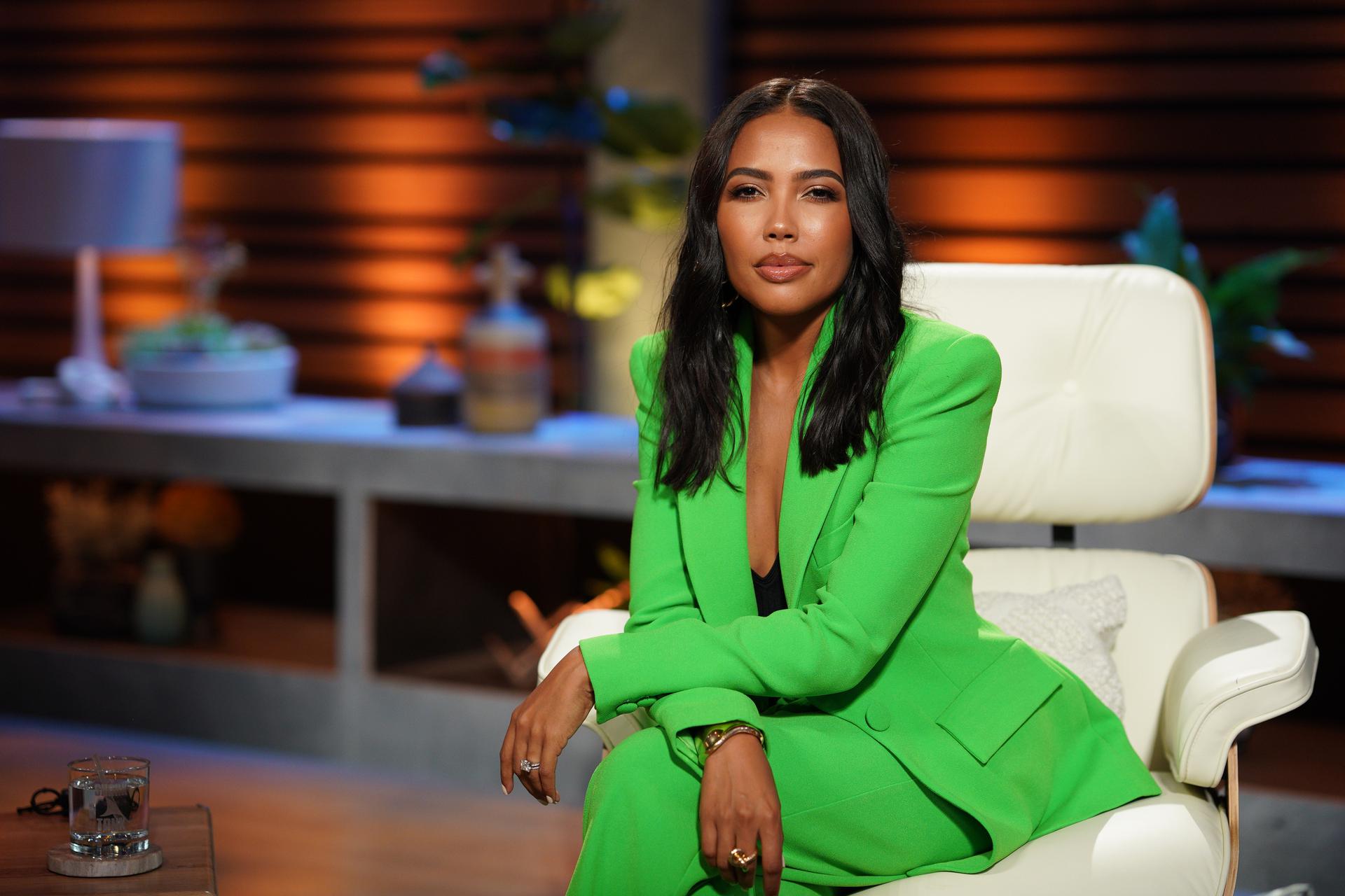 Good American CEO Emma Grede on the set of ''Shark Tank''