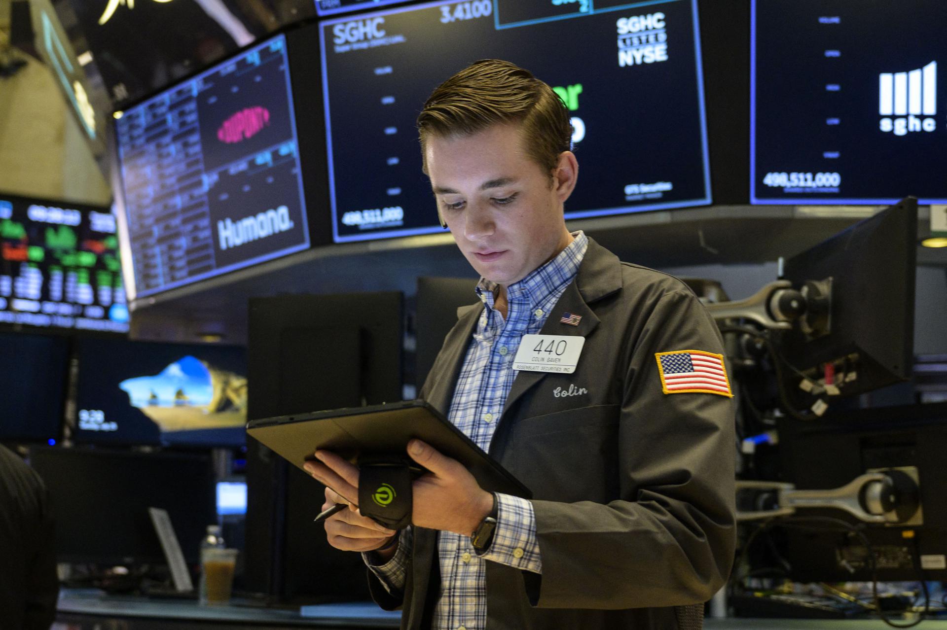 A trader works the floor of the New York Stock Exchange on July 25, 2023, in New York City. Credit: Angela Weiss | AFP | Getty Images