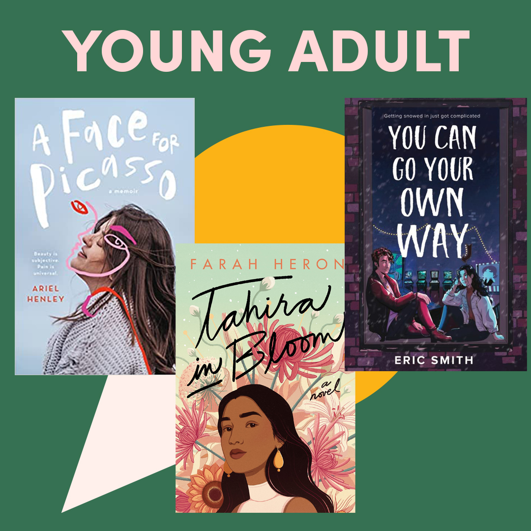 Illustrated graphic with book cover and text ''young adult'' Illustrated graphic with book cover and text ''young adult''