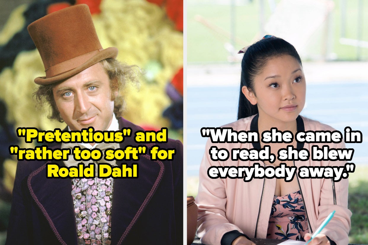 left: gene wilder as willy wonka; right: lana condor as lara jean covey left: gene wilder as willy wonka; right: lana condor as lara jean covey