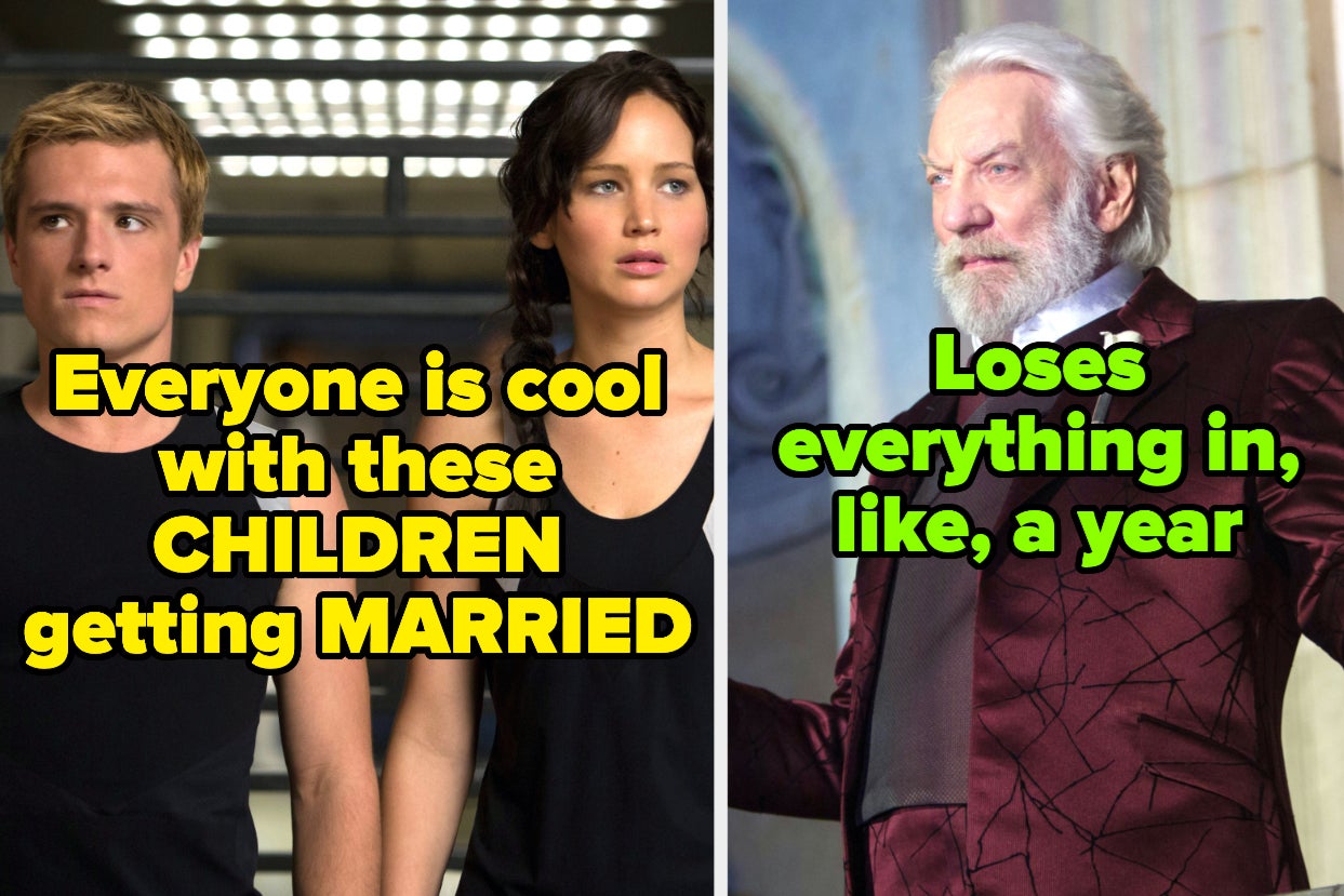 left: katniss and peeta side by side anxiously; right: snow with text from the article left: katniss and peeta side by side anxiously; right: snow with text from the article