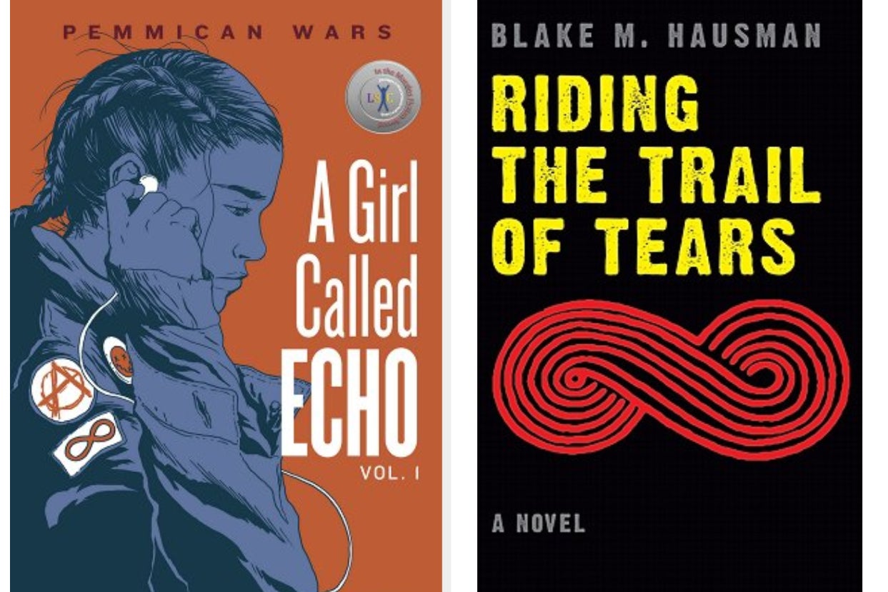 left: cover of a girl called echo; right: cover of riding the trail of tears left: cover of a girl called echo; right: cover of riding the trail of tears