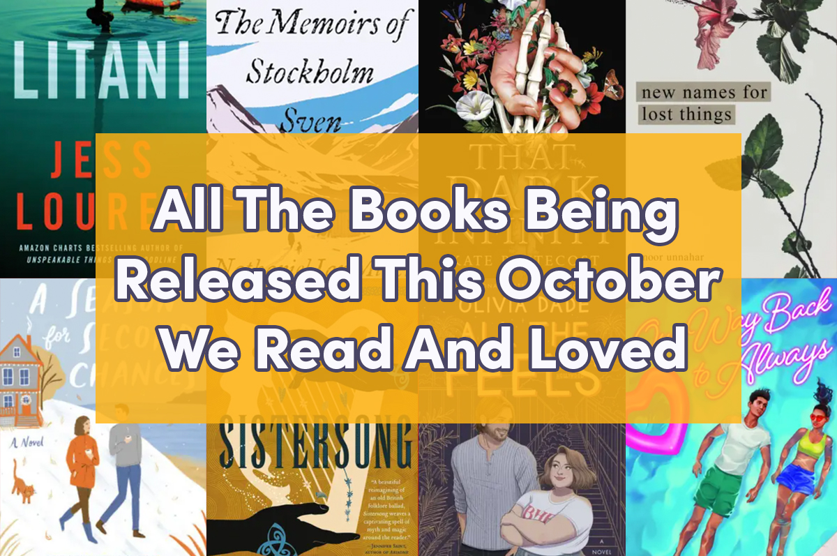 two rows of book covers with a yellow rectangle containing text ''all the books we read and loved being released this october'' two rows of book covers with a yellow rectangle containing text ''all the books we read and loved being released this october''