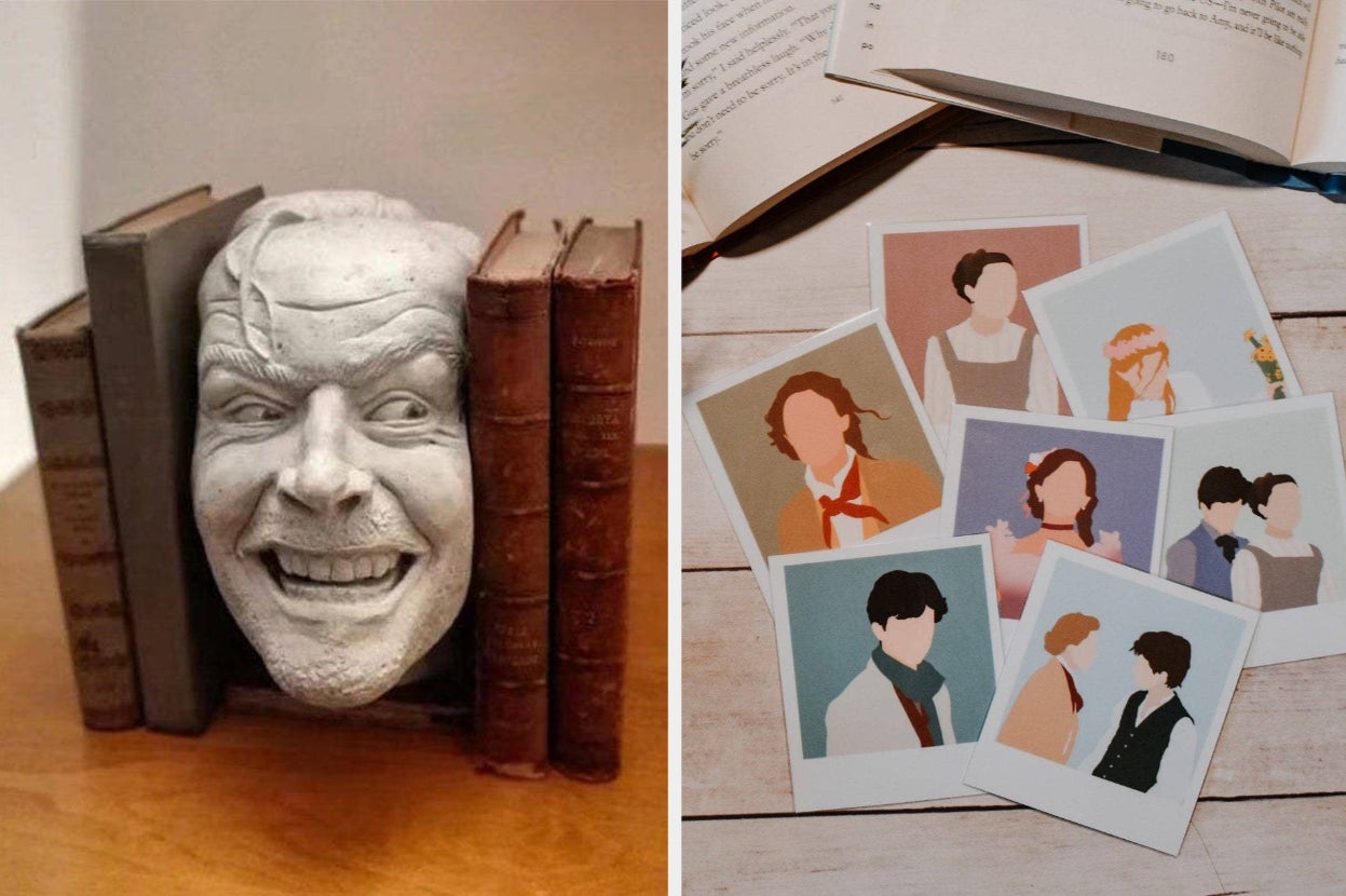 a ''the shining'' themed bookstand between two books; a fan of artsy, book inspired drawings a ''the shining'' themed bookstand between two books; a fan of artsy, book inspired drawings
