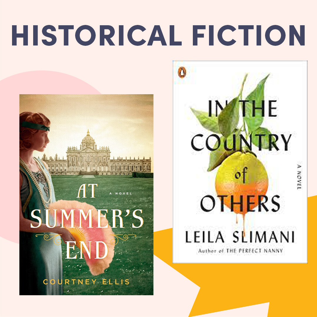 Illustrated graphic with two book covers, text reads ''Historical Fiction''