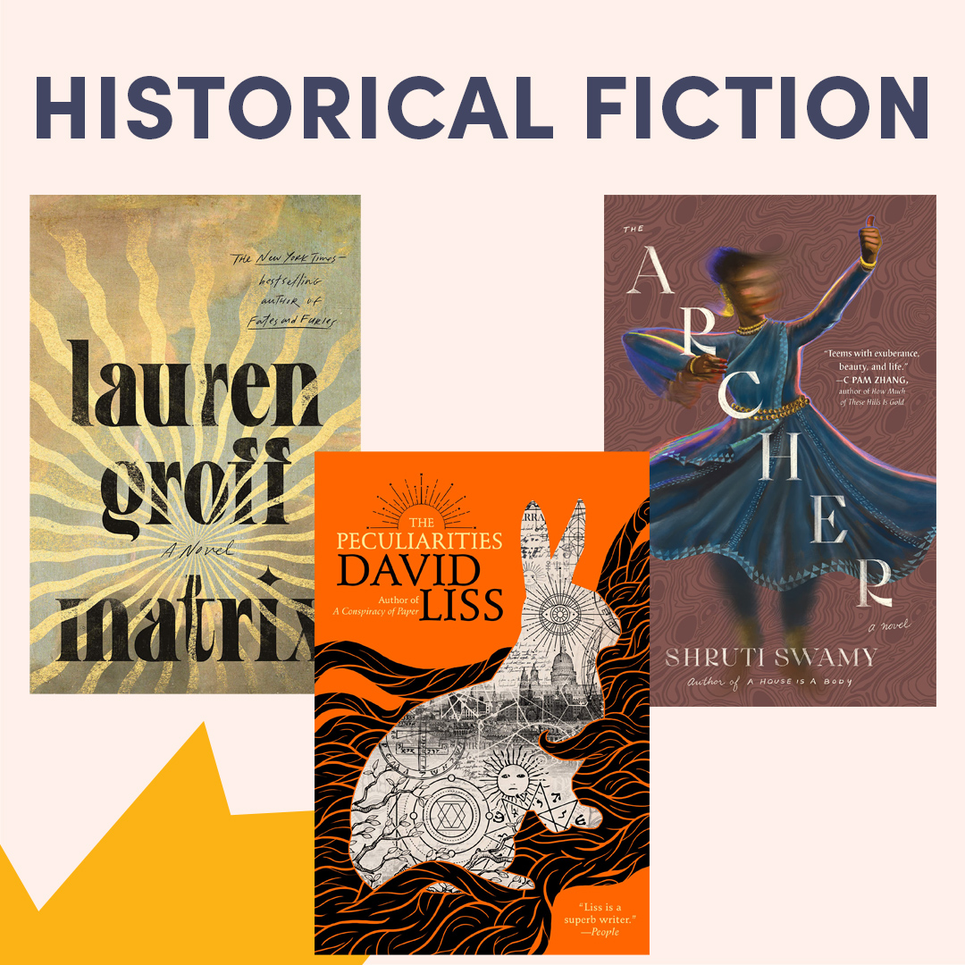 Illustrated graphic with book covers, text reads ''Historical Fiction'' Illustrated graphic with book covers, text reads ''Historical Fiction''