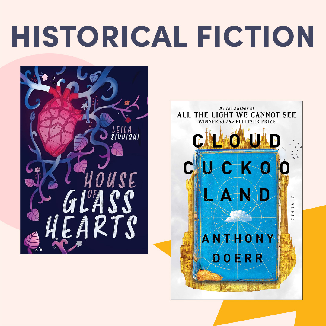 Illustrated graphic with book covers, text reads ''Historical Fiction'' Illustrated graphic with book covers, text reads ''Historical Fiction''