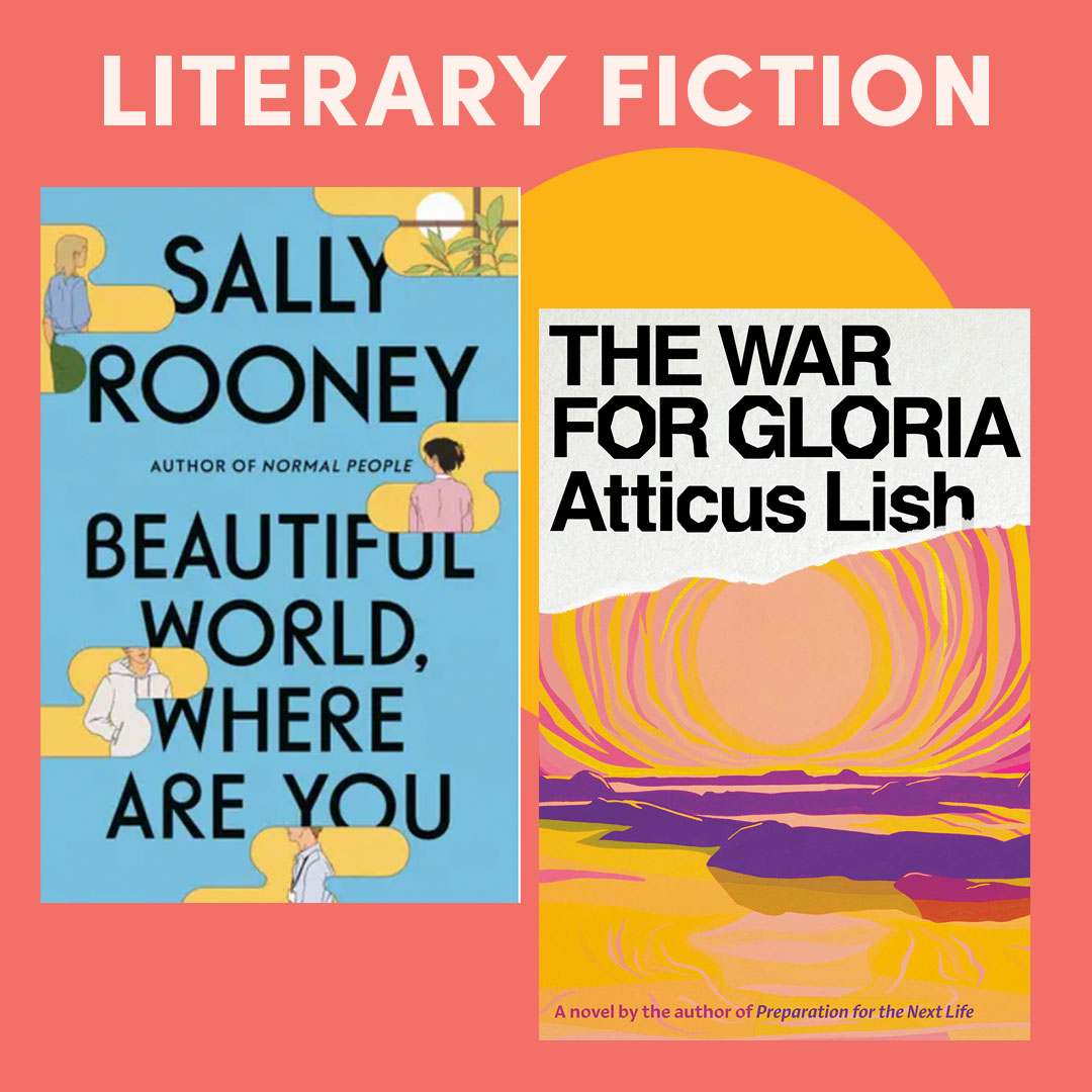 illustrated graphic with three book covers; text reads ''literary fiction'' illustrated graphic with three book covers; text reads ''literary fiction''