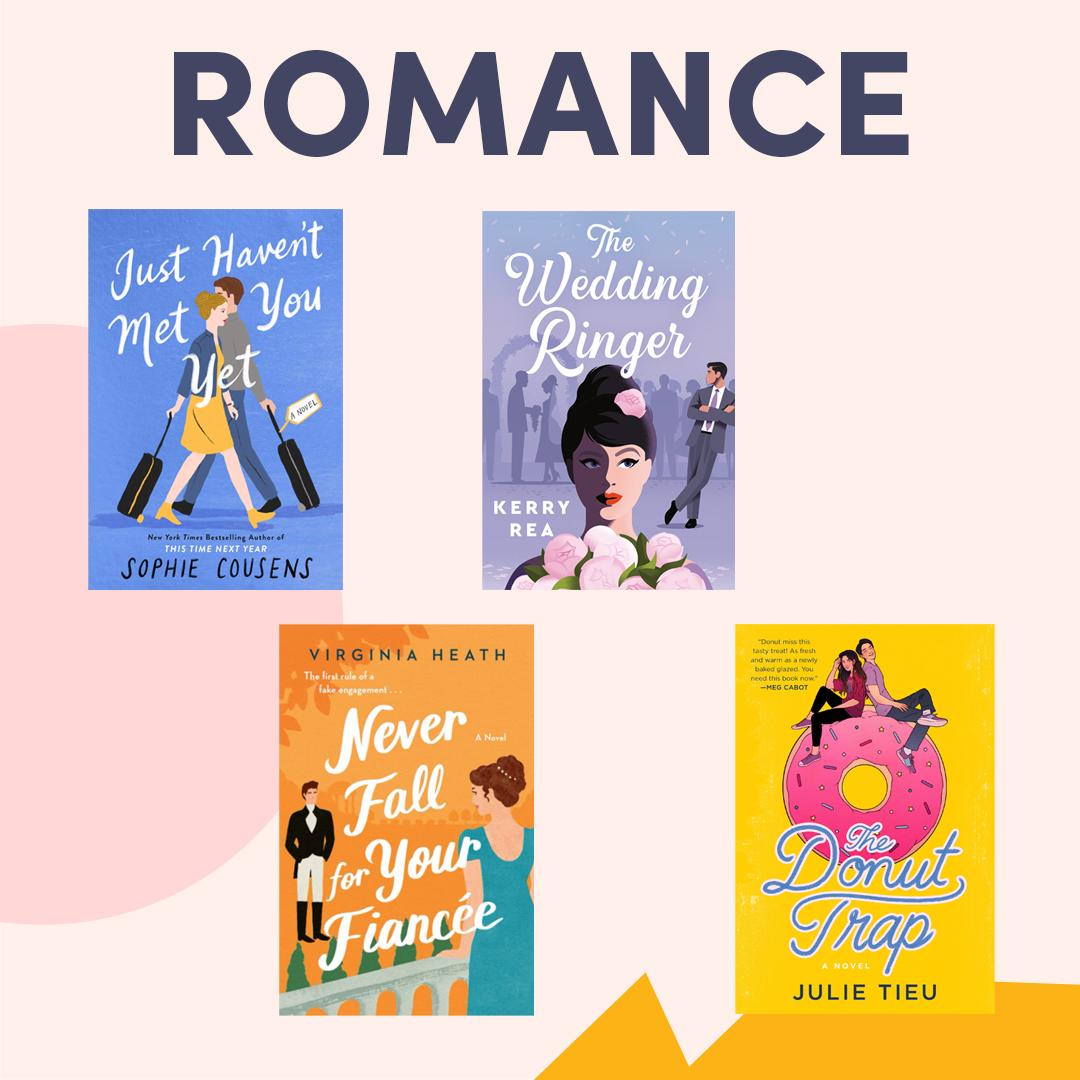 illustrated graphic with a book cover; text reads ''romance'' illustrated graphic with a book cover; text reads ''romance''