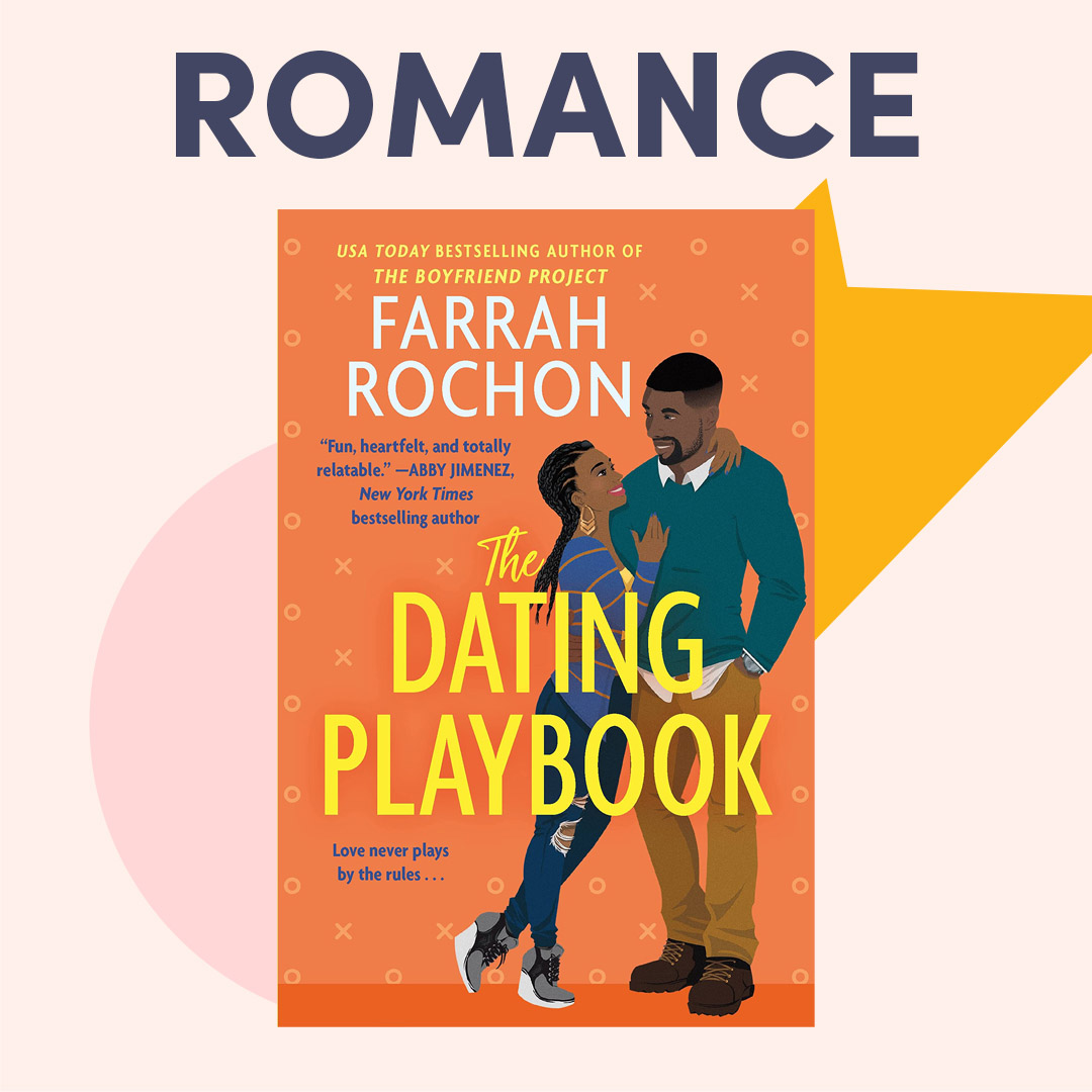illustrated graphic with a book cover; text reads ''romance''