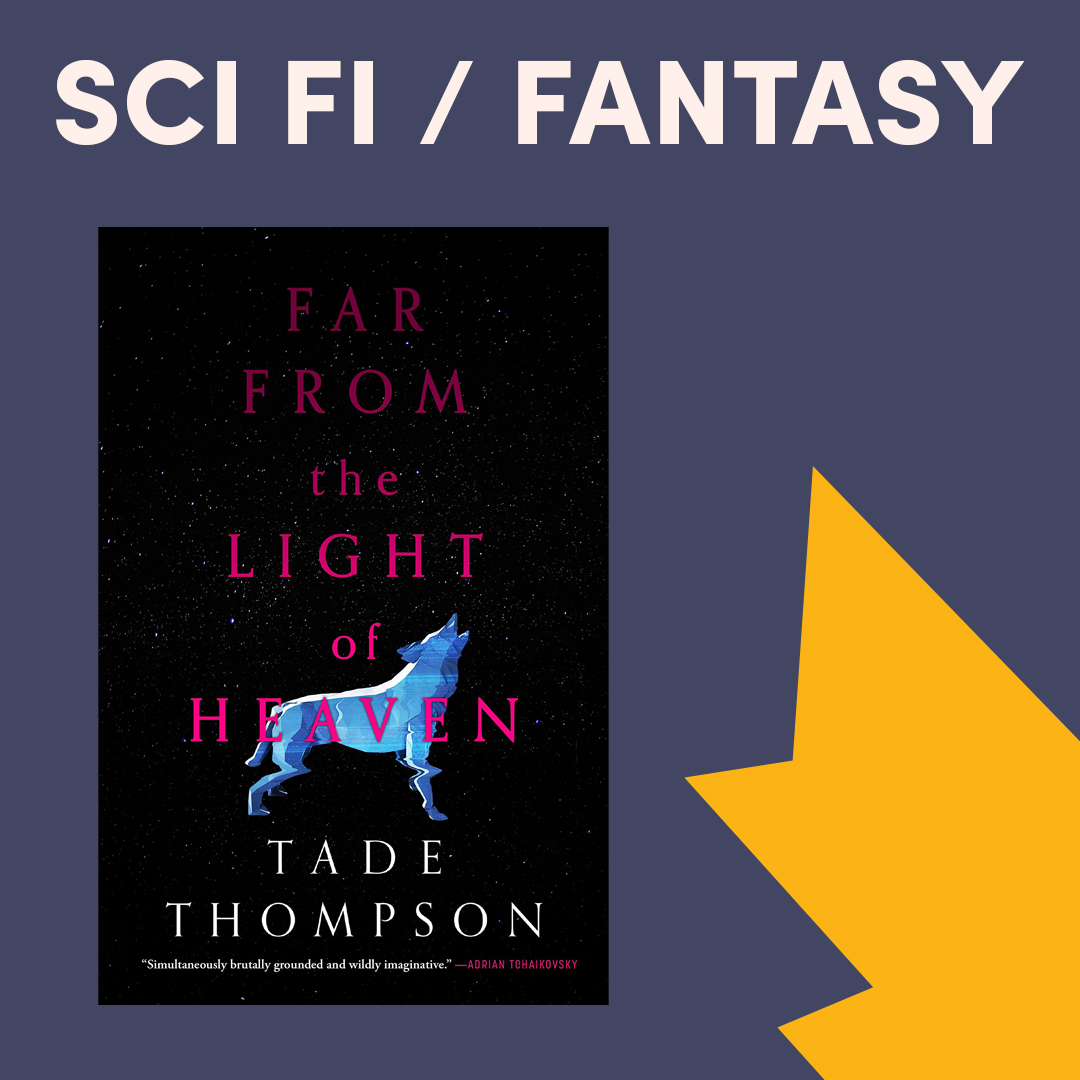 Illustrated graphic with two book covers, text reads ''Sci-fi & Fantasy'' Illustrated graphic with two book covers, text reads ''Sci-fi & Fantasy''