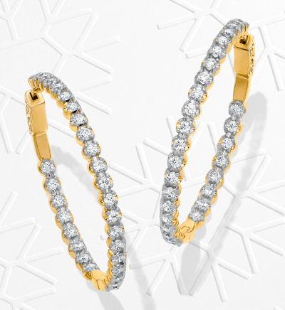 Lab-Grown Diamonds by KAY Inside-Out Hoop Earrings 3 ct tw 14K Yellow Gold 48mm