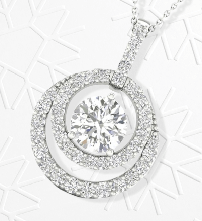 Lab-Grown Diamonds by KAY Double Halo Necklace 3/4 ct tw 14K White Gold