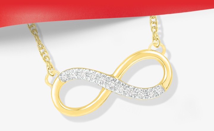 Diamond Infinity Necklace 1/20 ct tw Round-cut 10K Yellow Gold 18.5''