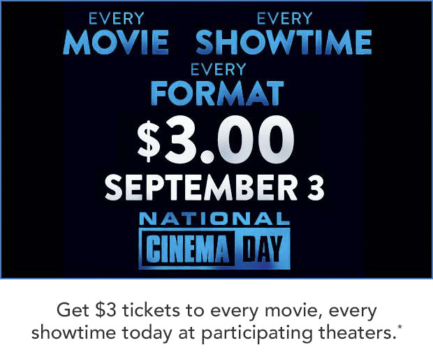 Today Only! 3 Movie Tickets Fandango