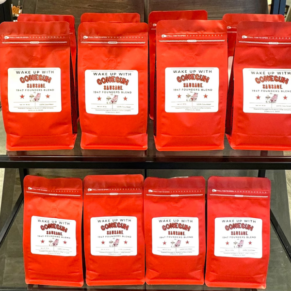 coffee in red bags 