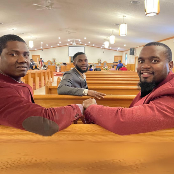 three men in a church