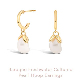 Baroque Freshwater Cultured Pearl Hoop Earrings